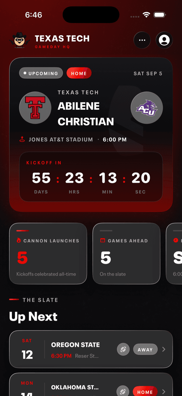 TortillaCannon home with live kickoff countdown